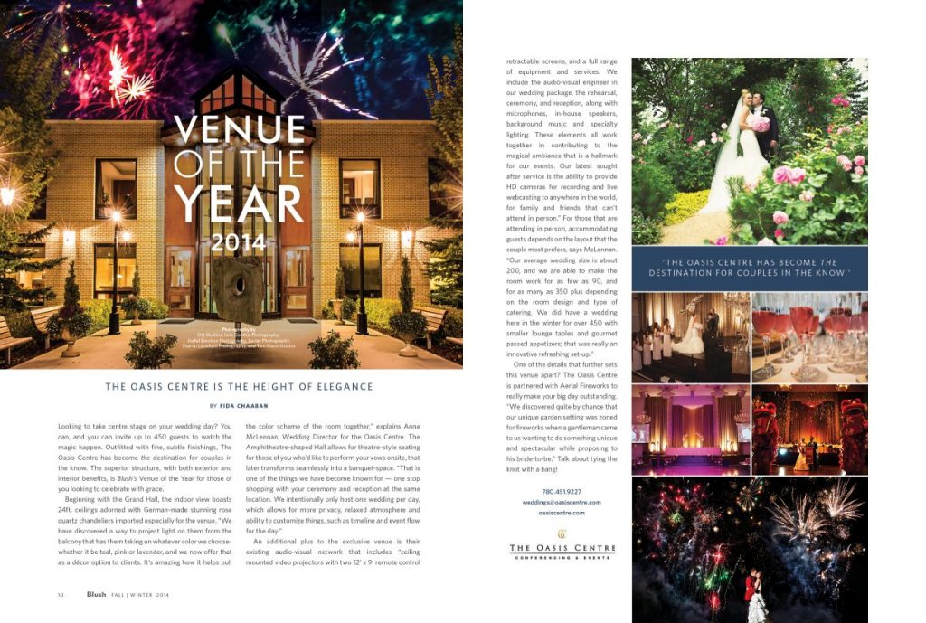 The Oasis Centre Edmonton: Blush's Venue of the Year 2014 The Oasis Centre Edmonton: Blush's Venue of the Year 2014